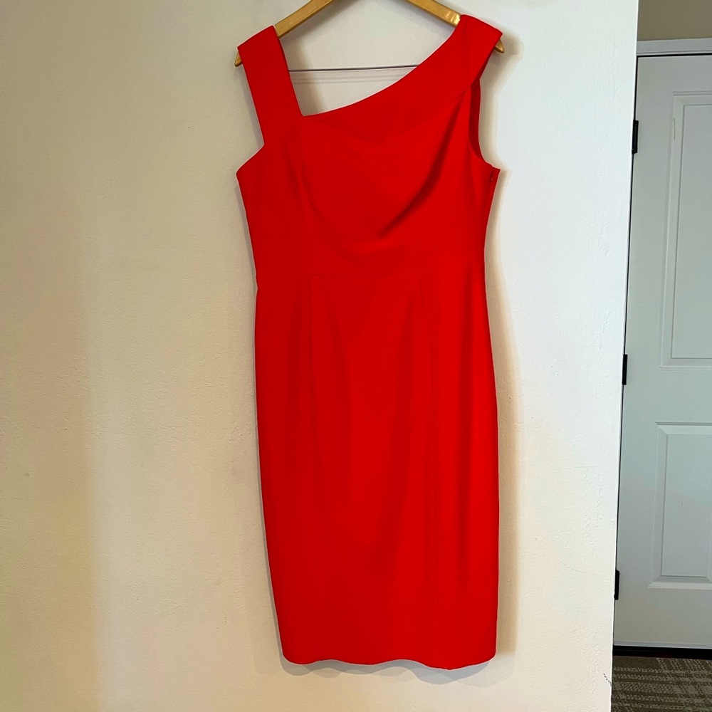 Black Halo dress, size 12 - bright, bold coquelicot